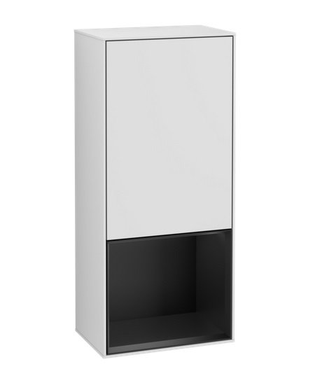 Шафка для ванної Villeroy & Boch Finion 41,8х93,6х27 см петлі праворуч з підсвічуванням МДФ білий матовий лак/чорний матовий лак G550PDMT