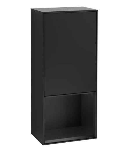 Шафка для ванної Villeroy & Boch Finion 41,8х93,6х27 см петлі праворуч з підсвічуванням МДФ чорний матовий лак G550PDPD