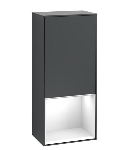 Шкафчик для ванной Villeroy & Boch Finion 41,8х93,6х27 см петли справа с подсветкой МДФ темно-синий матовый лак/глянцевый белый лак G550GFHG
