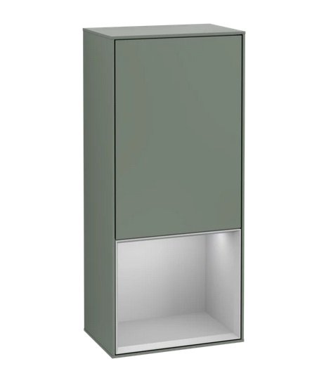 Шкафчик для ванной Villeroy & Boch Finion 41,8х93,6х27 см петли справа с подсветкой МДФ оливковый матовый лак/светло-серый матовый лак G550GJGM