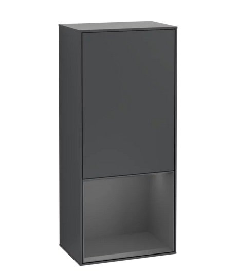 Шафка для ванної Villeroy & Boch Finion 41,8х93,6х27 см петлі праворуч з підсвічуванням МДФ темно-синій матовий лак/антрацит матовий лак G550GKHG