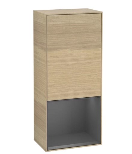 Шкафчик для ванной Villeroy & Boch Finion 41,8х93,6х27 см петли справа с подсветкой ДСП шпон дуба/антрацит матовый лак G550GKPC