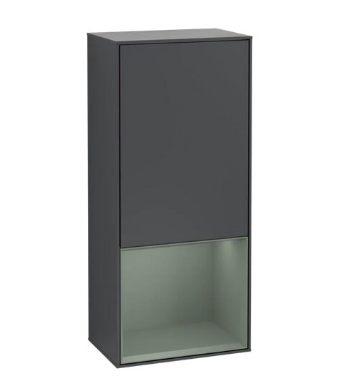 Шафка для ванної Villeroy & Boch Finion 41,8х93,6х27 см петлі праворуч з підсвічуванням МДФ темно-синій матовий лак/оливковий матовий лак G550GMHG