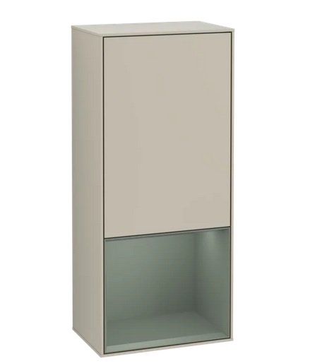 Шкафчик для ванной Villeroy & Boch Finion 41,8х93,6х27 см петли справа с подсветкой МДФ песок матовый лак/оливковый матовый лак G550GMHH