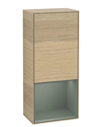 Шкафчик для ванной Villeroy & Boch Finion 41,8х93,6х27 см петли справа с подсветкой ДСП шпон дуба/оливковый матовый лак G550GMPC