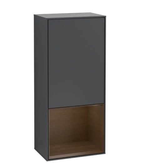 Шафка для ванної Villeroy & Boch Finion 41,8х93,6х27 см петлі праворуч з підсвічуванням МДФ темно-синій матовий лак/шпон волоського горіха G550GNHG