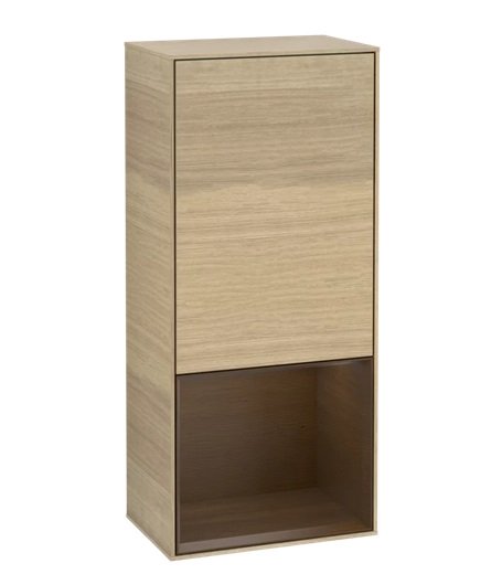 Шкафчик для ванной Villeroy & Boch Finion 41,8х93,6х27 см петли справа с подсветкой ДСП шпон дуба/шпон грецкого ореха G550GNPC