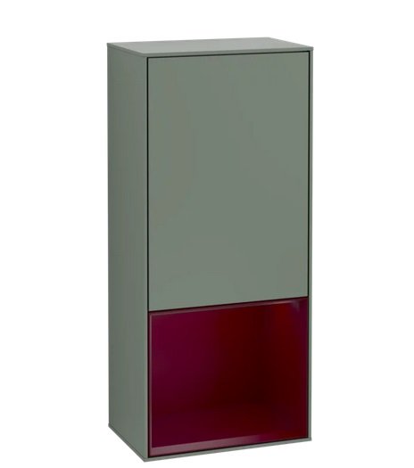 Шкафчик для ванной Villeroy & Boch Finion 41,8х93,6х27 см петли справа с подсветкой МДФ оливковый матовый лак/пион матовый лак G550HBGM