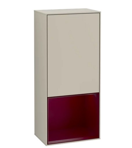 Шкафчик для ванной Villeroy & Boch Finion 41,8х93,6х27 см петли справа с подсветкой МДФ песок матовый лак/пион матовый лак G550HBHH