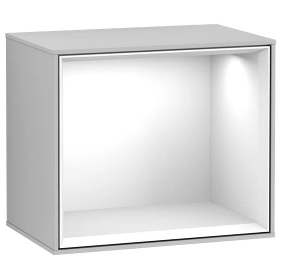 Стеллаж для ванной Villeroy & Boch Finion 41,8х35,6х27 см с подсветкой МДФ светло-серый матовый лак/глянцевый белый лак G580GFGJ