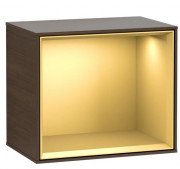 Стеллаж для ванной Villeroy & Boch Finion 41,8х35,6х27 см с подсветкой ДСП шпон грецкого ореха/золотой матовый лак G580HFGN