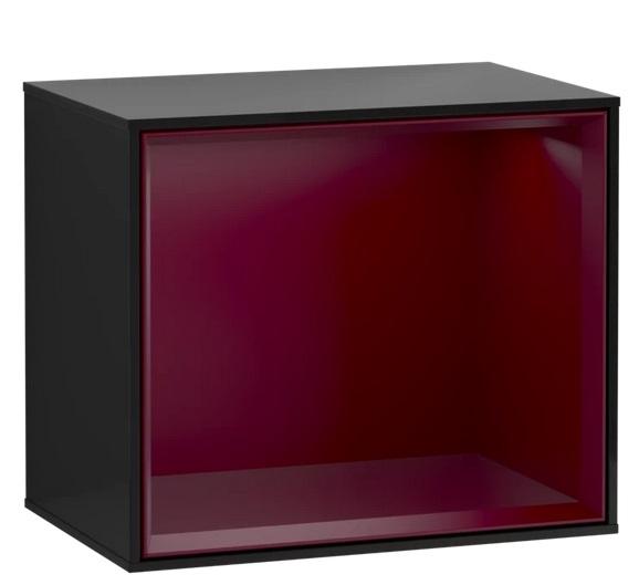 Стеллаж для ванной Villeroy & Boch Finion 41,8х35,6х27 см с подсветкой МДФ глянцевый черный лак/пион матовый лак G580HBPH