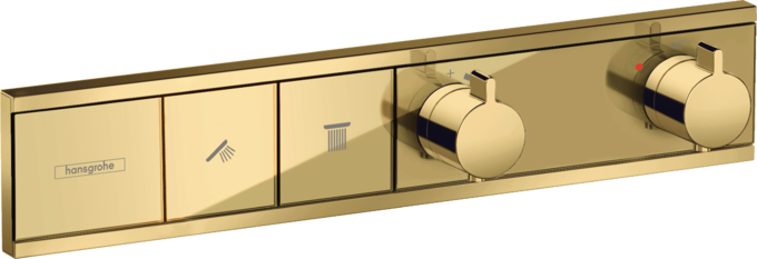 Термостат для душа скрытого монтажа Hansgrohe RainSelect 2 выхода полированное золото 15380990