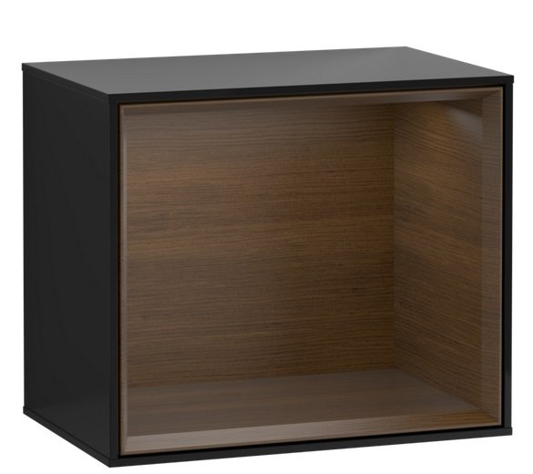 Стелаж для ванної Villeroy & Boch Finion 41,8х35,6х27 см з підсвічуванням МДФ глянсовий чорний лак/шпон волоського горіха G580GNPH