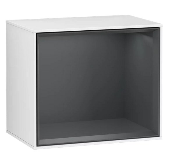 Стеллаж для ванной Villeroy & Boch Finion 41,8х35,6х27 см с подсветкой МДФ глянцевый белый лак/темно-синий матовый лак G580HGGF