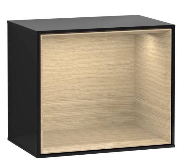 Стелаж для ванної Villeroy & Boch Finion 41,8х35,6х27 см з підсвічуванням МДФ глянсовий чорний лак/шпон дуба G580PCPH