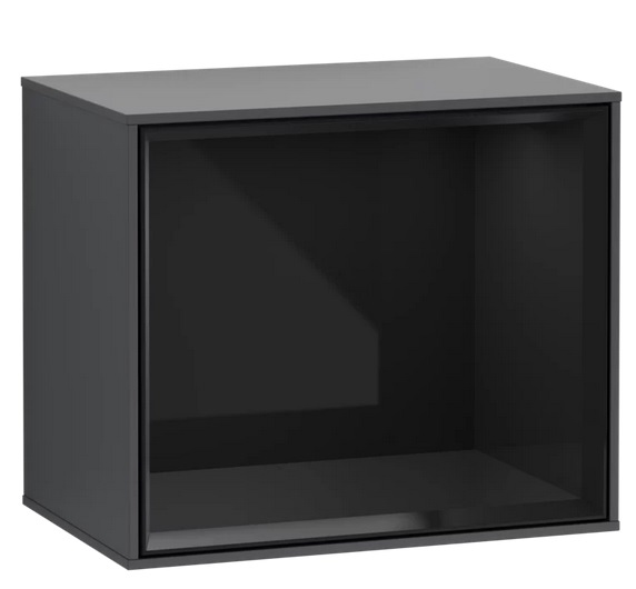 Стеллаж для ванной Villeroy & Boch Finion 41,8х35,6х27 см с подсветкой МДФ темно-синий матовый лак/глянцевый черный лак G580PHHG