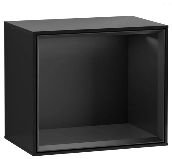 Стелаж для ванної Villeroy & Boch Finion 41,8х35,6х27 см з підсвічуванням МДФ глянсовий чорний лак/чорний матовий лак G580PDPH