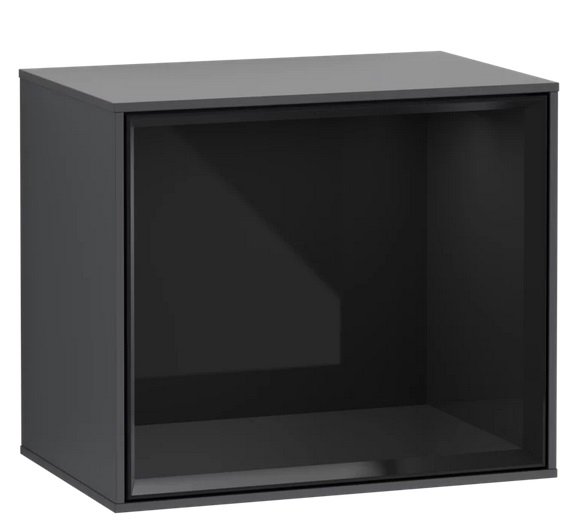 Стеллаж для ванной Villeroy & Boch Finion 41,8х35,6х27 см с подсветкой МДФ темно-синий матовый лак/глянцевый черный лак G580PHHG