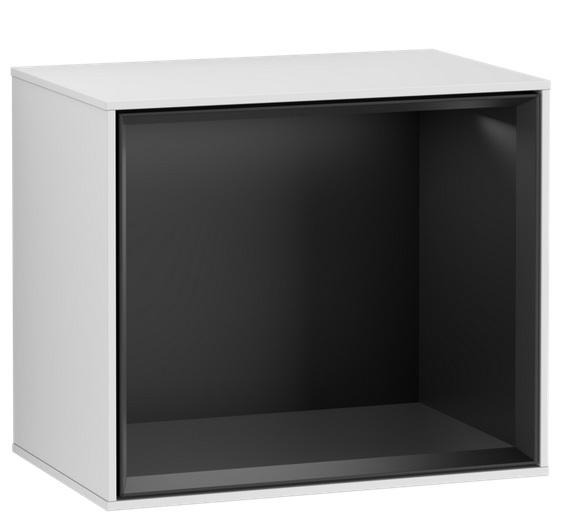 Стеллаж для ванной Villeroy & Boch Finion 41,8х35,6х27 см с подсветкой МДФ белый матовый лак/черный матовый лак F590PDMT