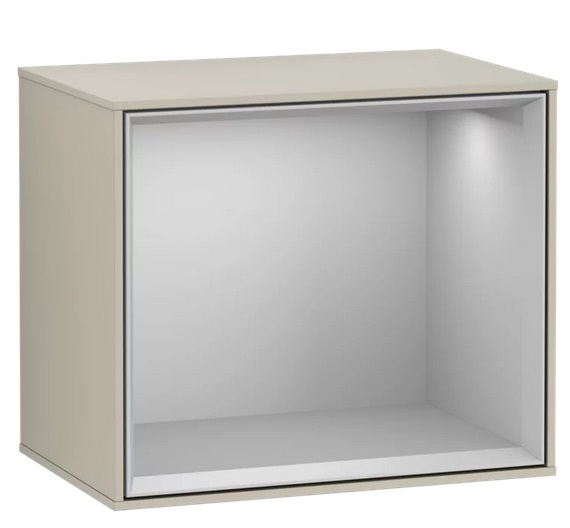 Стеллаж для ванной Villeroy & Boch Finion 41,8х35,6х27 см с подсветкой МДФ песок матовый лак/светло-серый матовый лак F590GJHH