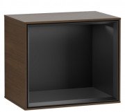 Стелаж для ванної Villeroy & Boch Finion 41,8х35,6х27 см з підсвічуванням ДСП шпон волоського горіха/чорний матовий лак F590PDGN