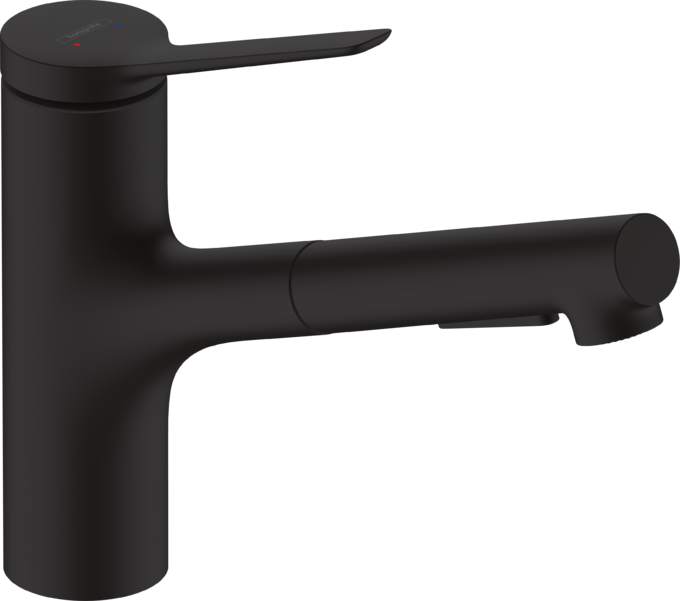 Смеситель для кухни с выдвижной лейкой Hansgrohe Zesis M33 150 однорычажный черный матовый 74800670