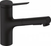Смеситель для кухни с выдвижной лейкой Hansgrohe Zesis M33 150 однорычажный черный матовый 74800670