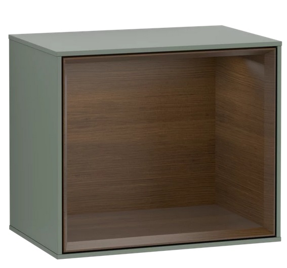 Стеллаж для ванной Villeroy & Boch Finion 41,8х35,6х27 см с подсветкой МДФ оливковый матовый лак/шпон грецкого ореха F590GNGM