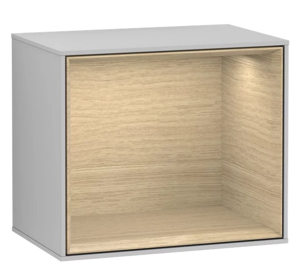 Стелаж для ванної Villeroy & Boch Finion 41,8х35,6х27 см з підсвічуванням МДФ світло-сірий матовий лак/шпон дуба F590PCGJ