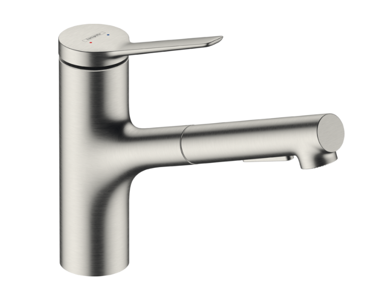 Смеситель для кухни с выдвижной лейкой Hansgrohe Zesis M33 150 однорычажный сталь 74800800