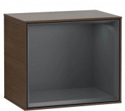 Стелаж для ванної Villeroy & Boch Finion 41,8х35,6х27 см з підсвічуванням ДСП шпон волоського горіха/темно-синій матовий лак F590HGGN