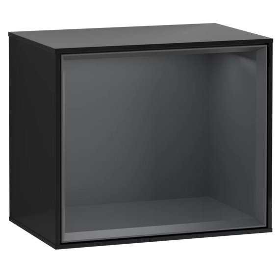 Стелаж для ванної Villeroy & Boch Finion 41,8х35,6х27 см з підсвічуванням МДФ глянсовий чорний лак/темно-синій матовий лак F590HGPH