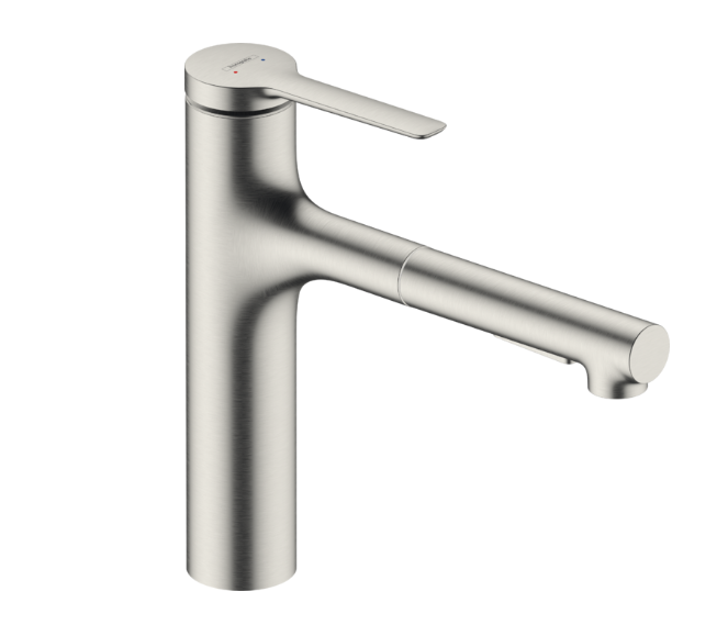 Смеситель для кухни с выдвижной лейкой Hansgrohe Zesis M33 160 однорычажный сталь 74801800