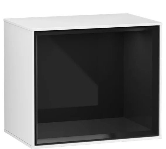 Стелаж для ванної Villeroy & Boch Finion 41,8х35,6х27 см з підсвічуванням МДФ білий глянцевий лак/глянцевий чорний лак F590PHGF