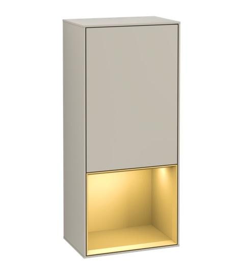 Шкафчик для ванной Villeroy & Boch Finion 41,8х93,6х27 см петли справа с подсветкой МДФ песок матовый лак/золотой матовый лак G550HFHH