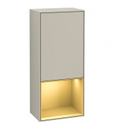 Шкафчик для ванной Villeroy & Boch Finion 41,8х93,6х27 см петли справа с подсветкой МДФ песок матовый лак/золотой матовый лак G550HFHH