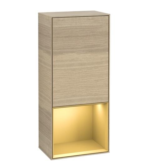 Шкафчик для ванной Villeroy & Boch Finion 41,8х93,6х27 см петли справа с подсветкой ДСП шпон дуба/золотой матовый лак G550HFPC