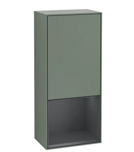 Шафка для ванної Villeroy & Boch Finion 41,8 х93, 6х27 см петлі праворуч з підсвічуванням МДФ оливковий матовий лак / темно-синій матовий лак G550HGGM