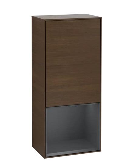 Шафка для ванної Villeroy & Boch Finion 41,8х93,6х27 см петлі праворуч з підсвічуванням ДСП шпон волоського горіха/темно-синій матовий лак G550HGGN