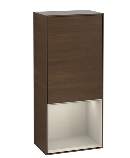 Шкафчик для ванной Villeroy & Boch Finion 41,8х93,6х27 см петли справа с подсветкой ДСП шпон грецкого ореха/песок матовый лак G550HHGN