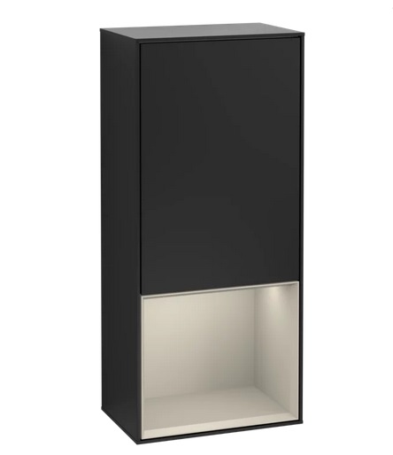 Шафка для ванної Villeroy & Boch Finion 41,8х93,6х27 см петлі праворуч з підсвічуванням МДФ чорний матовий лак/пісок матовий лак G550HHPD