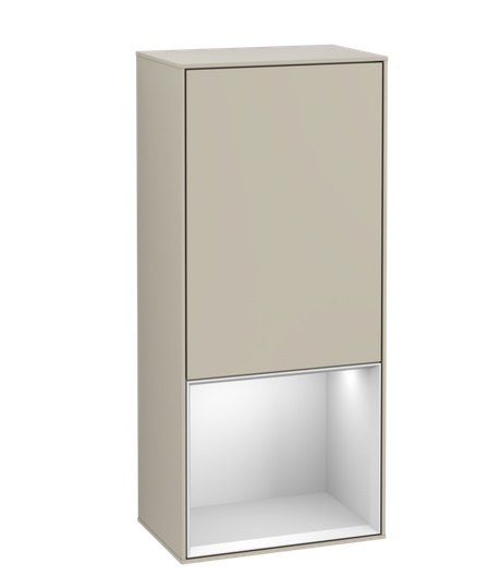 Шафка для ванної Villeroy & Boch Finion 41,8х93,6х27 см петлі праворуч з підсвічуванням МДФ пісок матовий лак/білий матовий лак G550MTHH