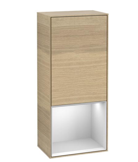Шафка для ванної Villeroy & Boch Finion 41,8х93,6х27 см петлі праворуч з підсвічуванням ДСП шпон дуба/білий матовий лак G550MTPC