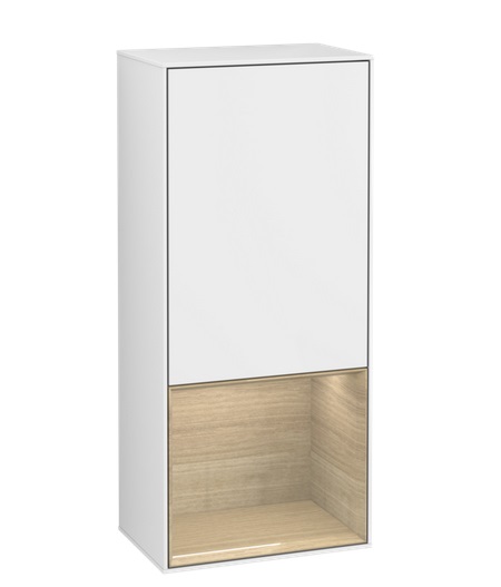Шкафчик для ванной Villeroy & Boch Finion 41,8х93,6х27 см петли справа с подсветкой МДФ глянцевый белый лак/шпон дуба G550PCGF