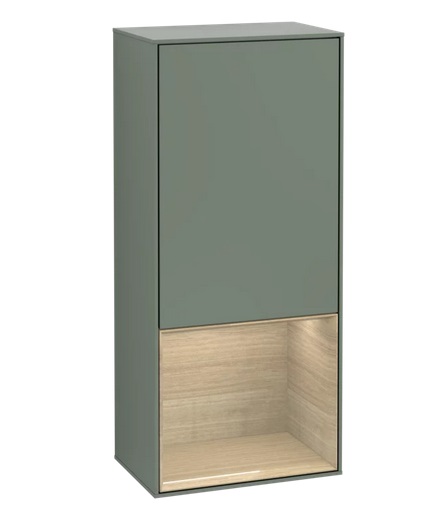 Шафка для ванної Villeroy & Boch Finion 41,8х93,6х27 см петлі праворуч з підсвічуванням МДФ оливковий матовий лак/шпон дуба G550PCGM
