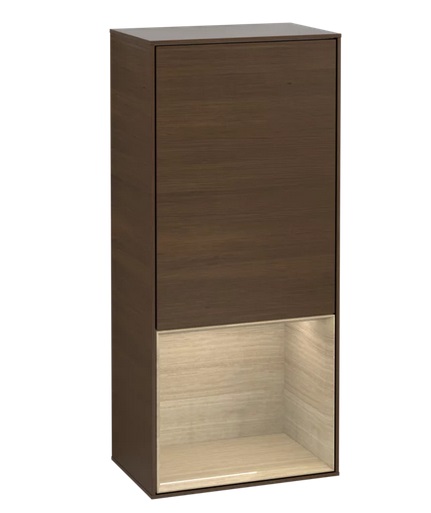 Шафка для ванної Villeroy & Boch Finion 41,8х93,6х27 см петлі праворуч з підсвічуванням ДСП шпон волоського горіха/шпон дуба G550PCGN