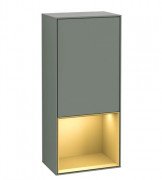 Шкафчик для ванной Villeroy & Boch Finion 41,8х93,6х27 см петли справа с подсветкой МДФ оливковый матовый лак/золотой матовый лак G550HFGM