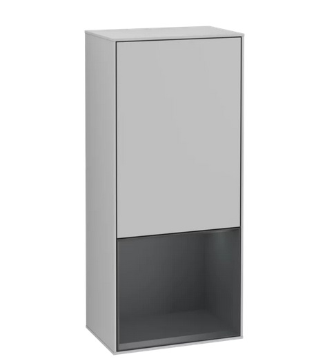 Шкафчик для ванной Villeroy & Boch Finion 41,8х93,6х27 см петли справа с подсветкой МДФ светло-серый матовый лак/темно-синий матовый лак G550HGGJ