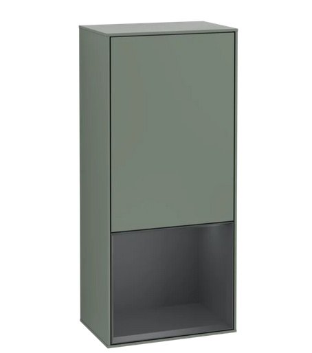 Шкафчик для ванной Villeroy & Boch Finion 41,8х93,6х27 см петли справа с подсветкой МДФ оливковый матовый лак/темно-синий матовый лак G550HGGM